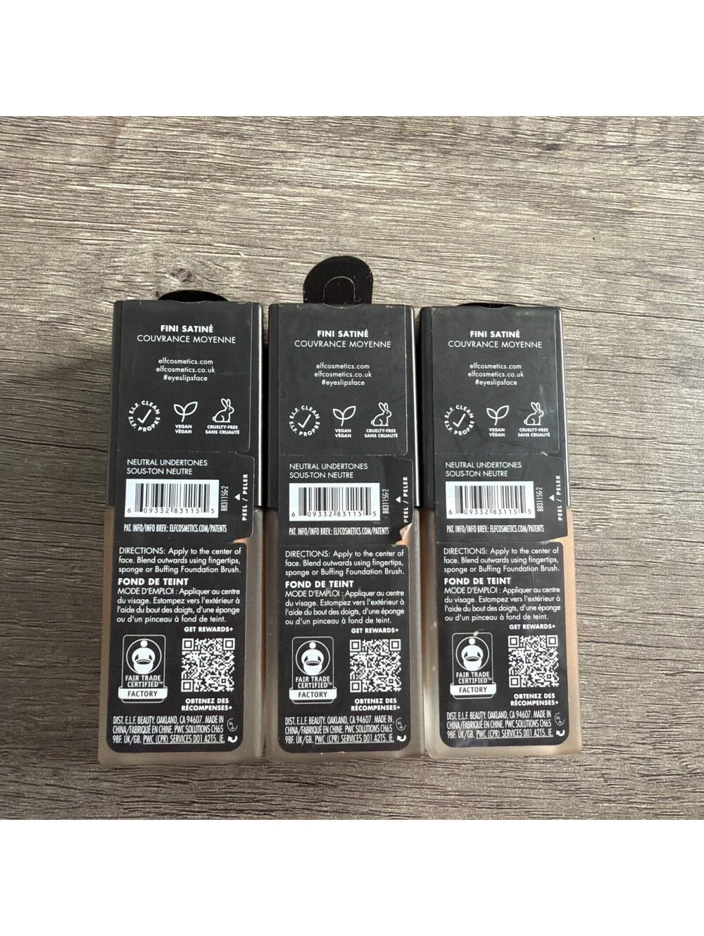 3 x ELF Flawless Satin Foundation (450) Caramel #83115 NEW Lot of 3